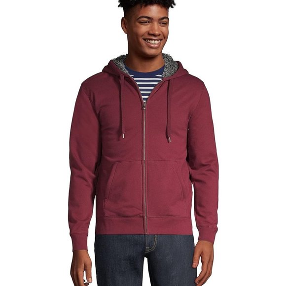 NWT Lands End Men's Serious Sweats Sherpa Lined Hoodie Size XL $100 LE04 - Picture 2 of 5